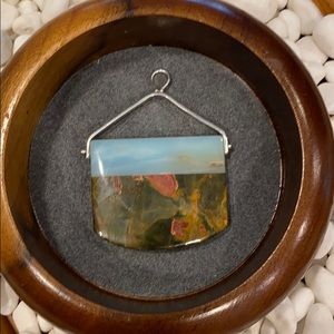 Sterling Silver jasper/gray blue stone pendant